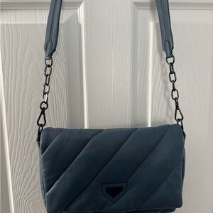 Chicos Blue Quilted Shoulder Bag with wrist strap